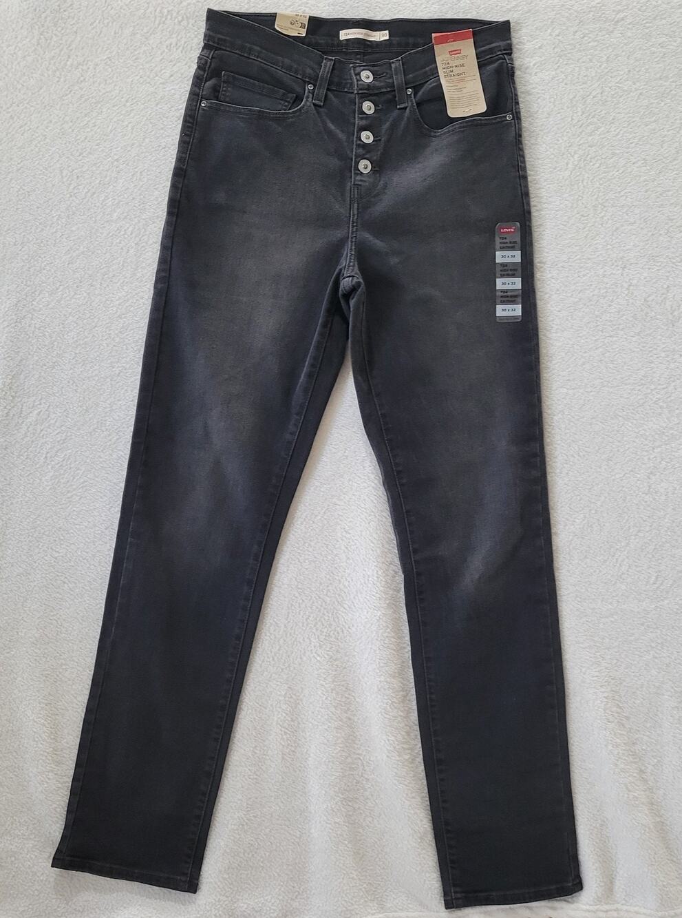 Levi's 724 High Rise Slim Straight Jeans Black Women’s Size 30x32 Stretch NWT